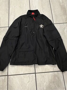 Nike Team Canada Hockey Black 1/2 Zip NHL Jacket/Windbreaker Olympics Mens Sz L